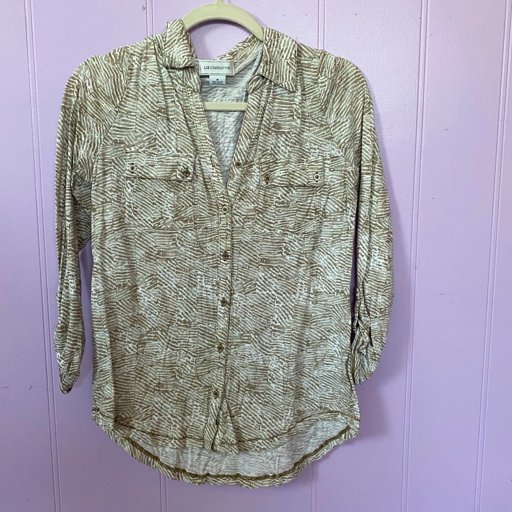 Patterned Button Down Blouse - image 1
